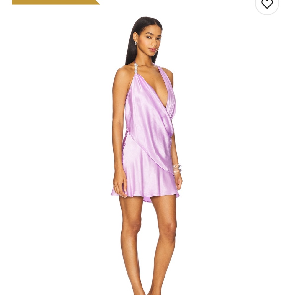 Satin Lavender Halter Mini Dress